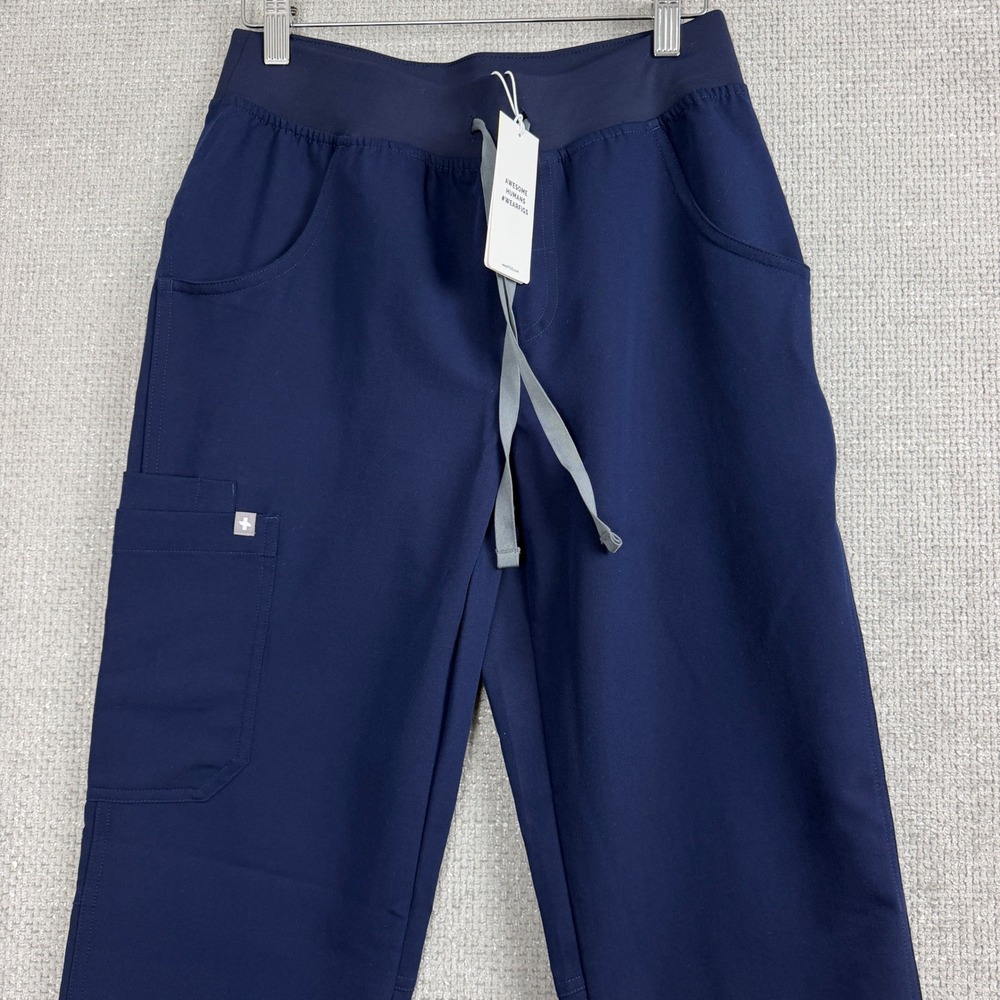 FIGS Kade Cargo Scrub Pants Women's XST Navy Blue Yoga Waistband Pockets